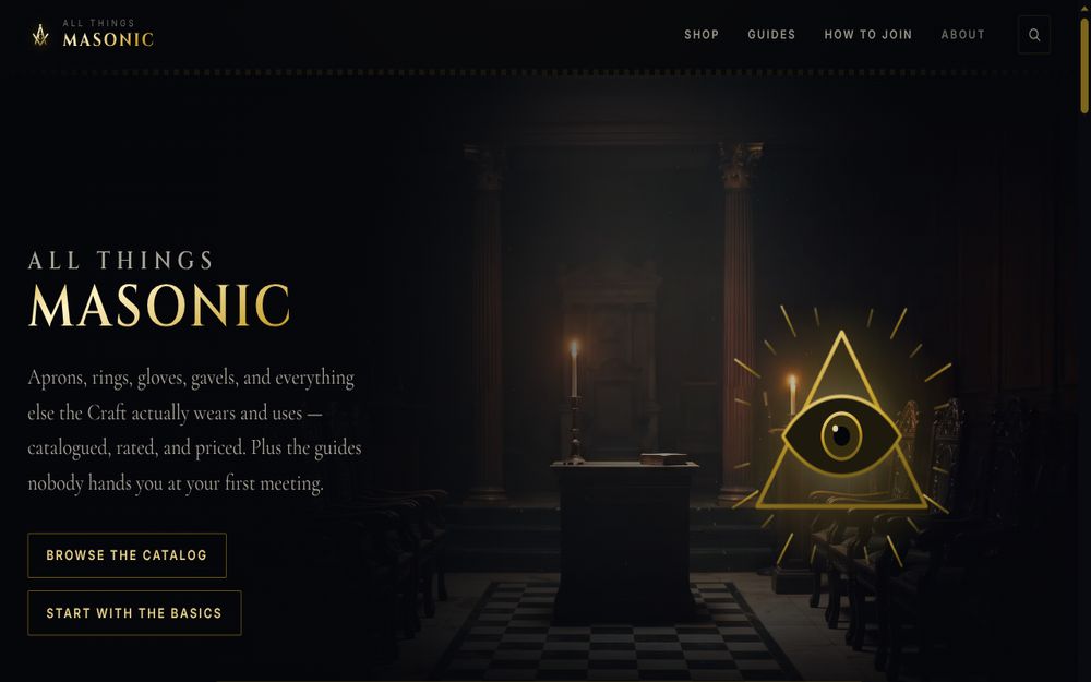Screenshot of the All Things Masonic homepage (allthingsmasonic.com)